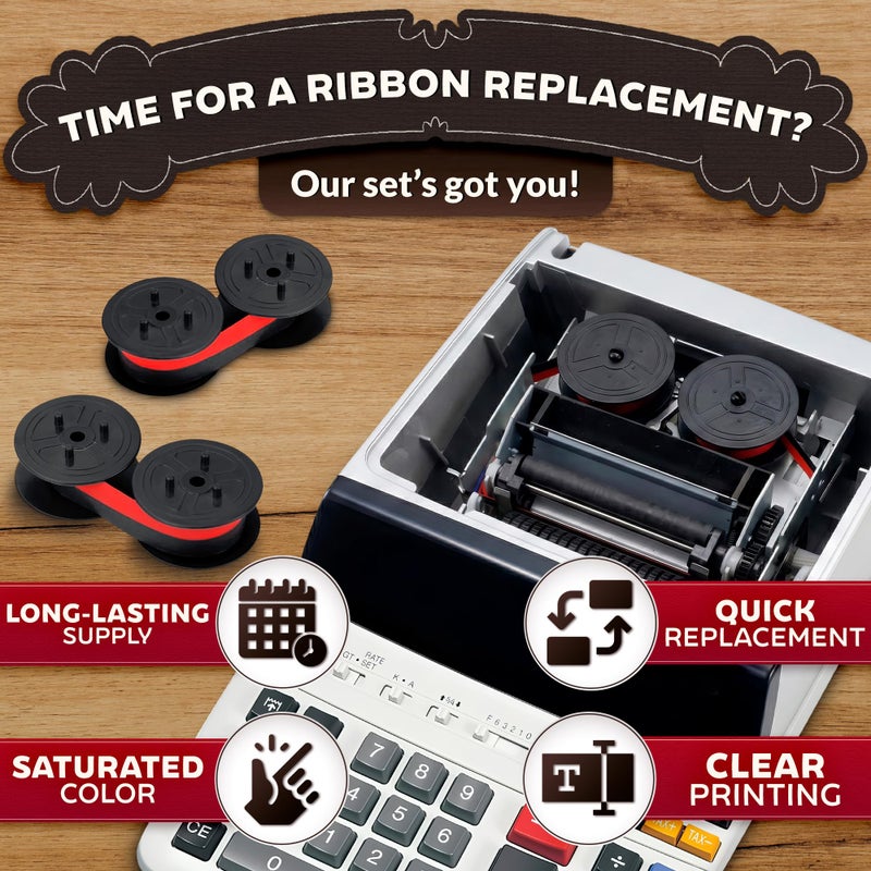 PIKTIME Canon MP11DX Calculator Ribbon Set of 3 â€“ 18ft x 0.5in Sharp EL-1197PIII Calculator Ribbon Red/Black for Great Print Capacity and Brightness, Easy Setup â€“ Suitable for Popular Models - Image 4